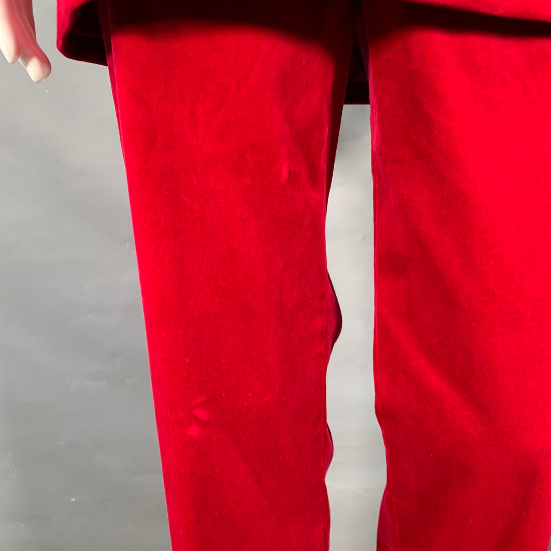 A.L.C. Size 6 Raspberry Red Velvet Peak Lapel Double Breasted Pantsuit