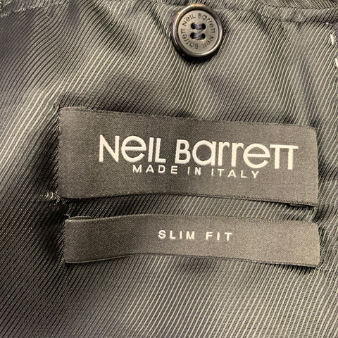NEIL BARRETT Size 40 Black Grey Pinstripe Wool Ombre Effect Slim Fit Sport Coat