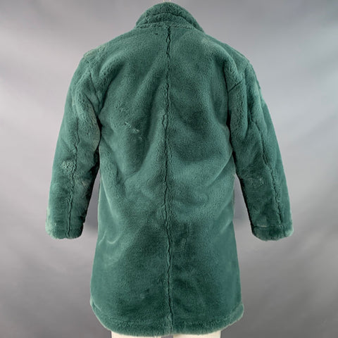 CLOT APPAREL Size S Green Faux Fur Notch Lapel Open Front Coat