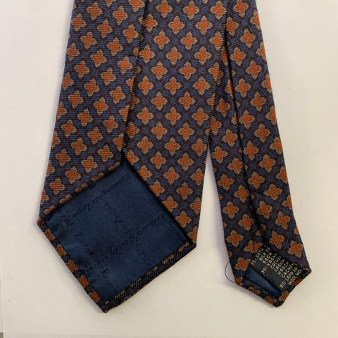 ERMENEGILDO ZEGNA Navy Rust Silk Tie