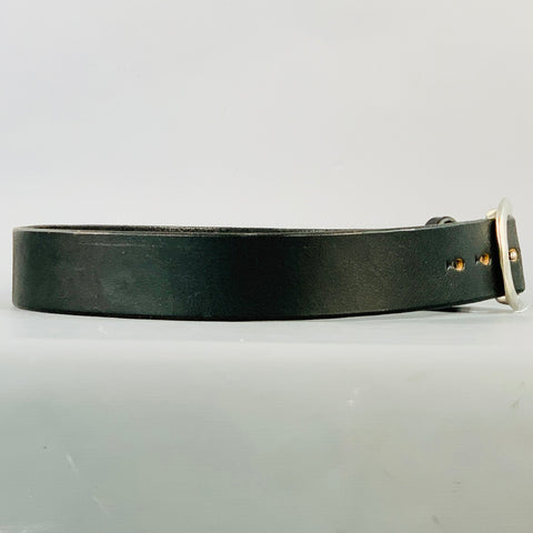45rpm Size 30 Black Silver Leather Hammered Buckle Belt