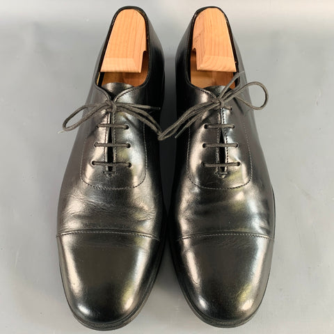 JIL SANDER Size 9.5 Black Leather Oxford Lace-Up Shoes