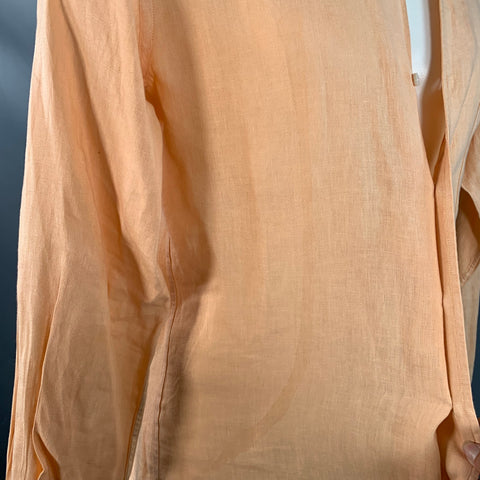 LORO PIANA Size M Orange Linen One Pocket Long Sleeve Shirt