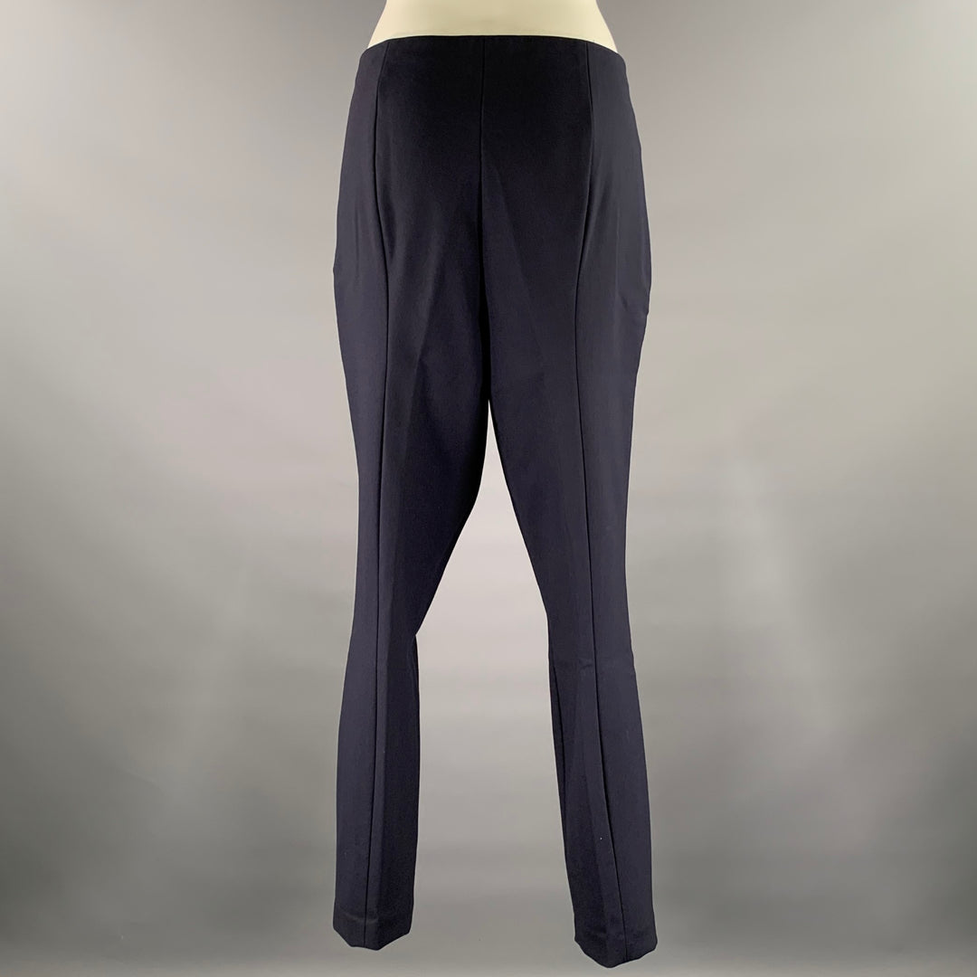THE ROW Size 14 Navy Wool Elastane Side Zipper Pintuck Pants