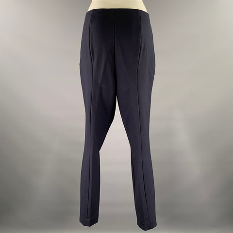 THE ROW Size 14 Navy Wool Elastane Side Zipper Pintuck Pants