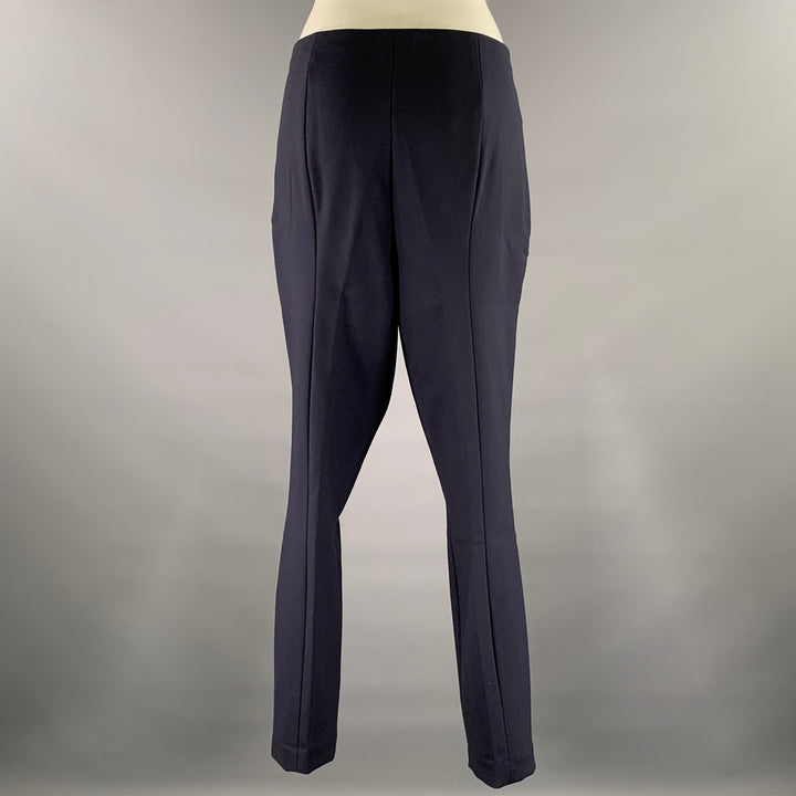 THE ROW Size 14 Navy Wool Elastane Side Zipper Pintuck Pants