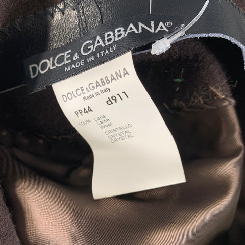 DOLCE & GABBANA Brown Green Crystaled Wool Hats