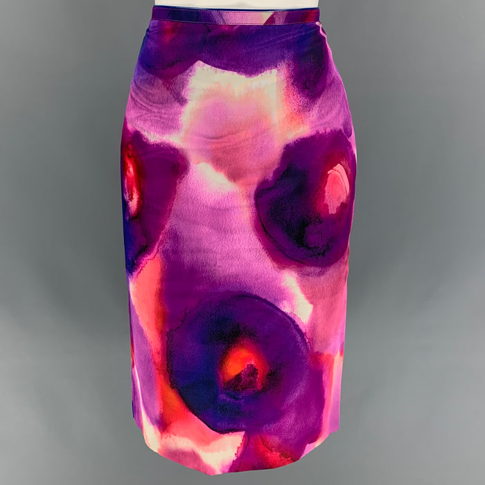 BURBERRY PRORSUM Spring 2015 Size 4 Multi-Color Silk / Cotton Abstract Skirt
