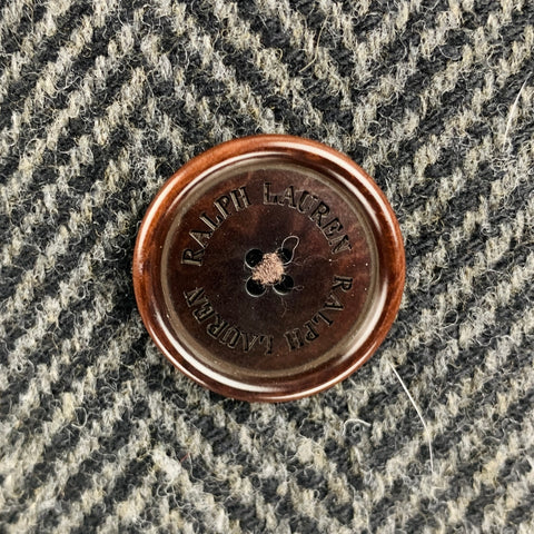 RALPH LAUREN Size 8 Grey Black Wool Herringbone Double Breasted Coat