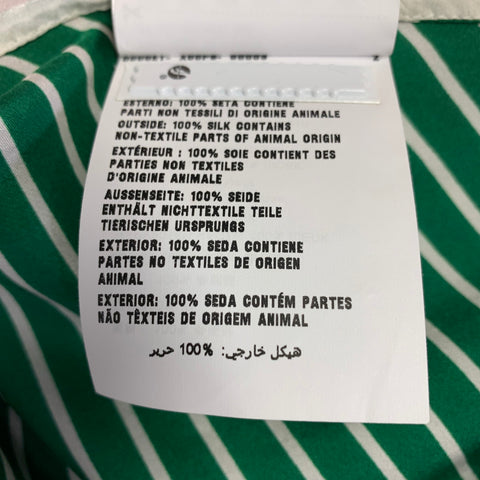 PRADA Size M Green White Stripe Silk One Pocket Long Sleeve Shirt