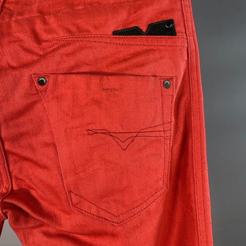 DIESEL Size 29 Darron Red Orange Cotton Twill Slim Tapered Button Fly Jeans