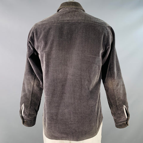 GOLDEN BEAR Size L Grey Corduroy Cotton Curved Cutaway Shirt Jacket