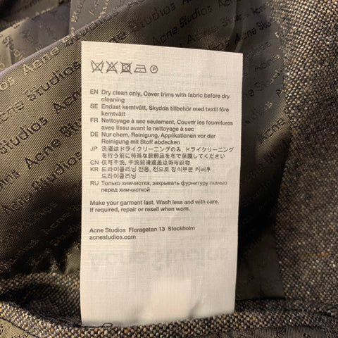 ACNE Chest Size XL Brown White Heather Wool Blend Double Breasted Coat