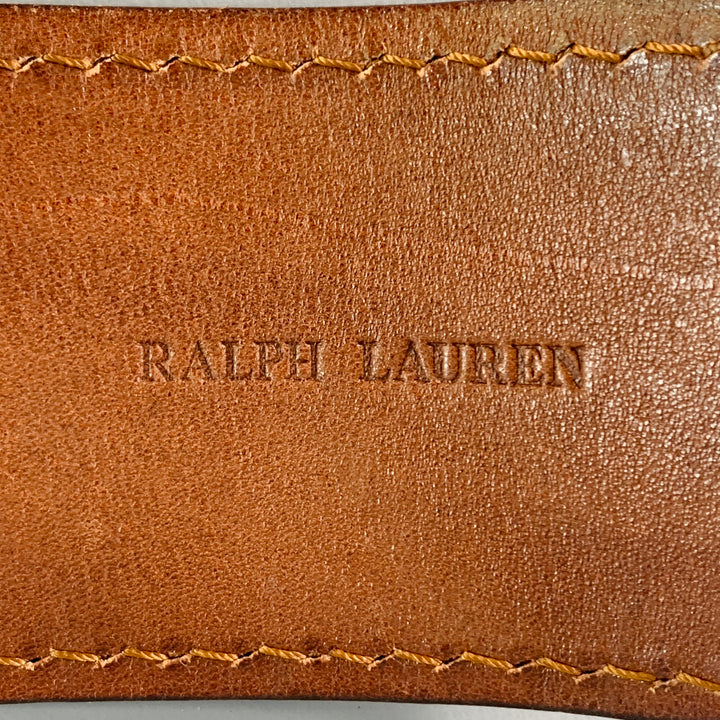 RALPH LAUREN Size M Beige Turquoise Brown Leather Beaded Belt