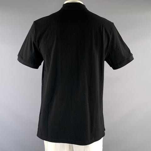 DIOR Size XL Black Pique Cotton Buttoned Polo