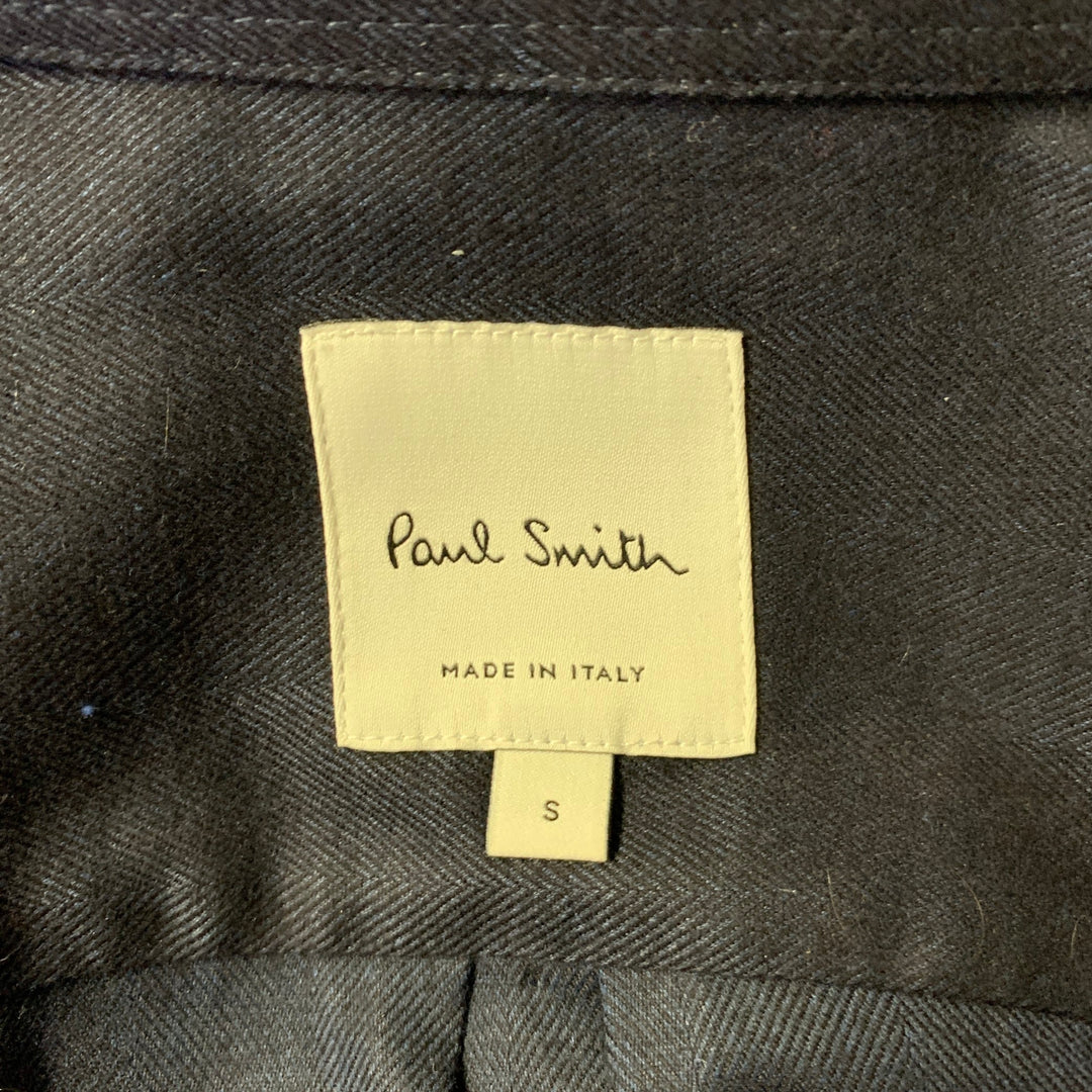 PAUL SMITH Size S Navy Herringbone Flannel Cotton Blend Button Down Shirt