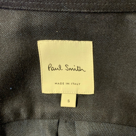 PAUL SMITH Size S Navy Herringbone Flannel Cotton Blend Button Down Shirt