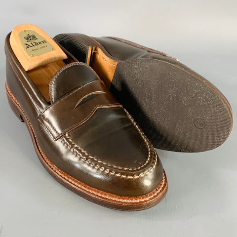 ALDEN Size 6.5 6717 Brown Cordovan Leather Penny Loafers