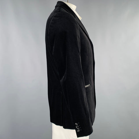 TED BAKER Size 42 Black Velvet Cotton Peak Lapel Sport Coat