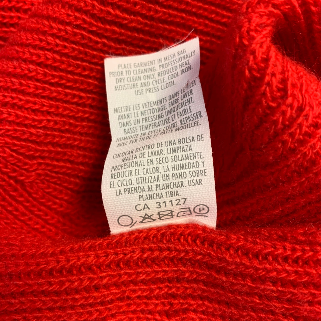 DONNA KARAN Size S Red Merino Wool Cashmere Long Cardigan