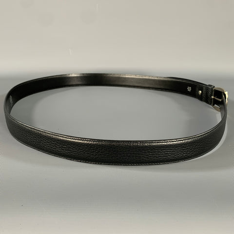 A. TESTONI Size 46 Black Pebble Grain Leather Belt