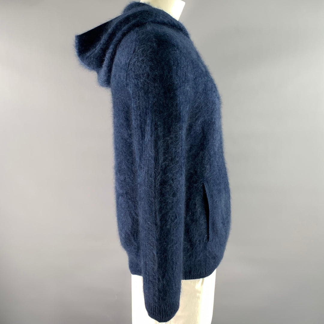 JOHN VARVATOS Size L Navy Blue Knit Cashmere Hooded Sweater