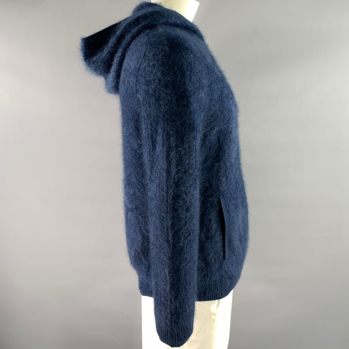 JOHN VARVATOS Size L Navy Blue Knit Cashmere Hooded Sweater