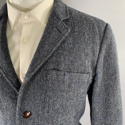 Veste de sport WALLACE & BARNES en mélange de laine texturé gris, taille 40, à revers crantés