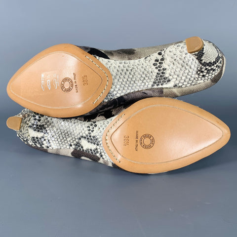 DRIES VAN NOTEN Size 8.5 Grey Black Marbled Snake Skin Heels Pumps