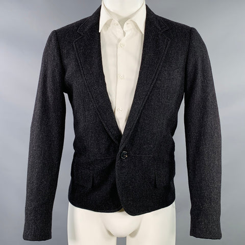 Veste de sport en laine et cachemire gris anthracite à un bouton, taille 38, VINTAGE