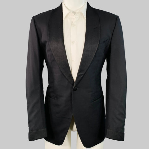 TOM FORD Size 40 Regular Black Wool Shawl Lapel Sport Coat