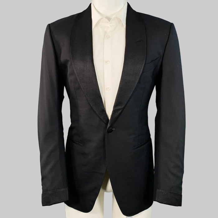 TOM FORD Size 40 Regular Black Wool Shawl Lapel Sport Coat
