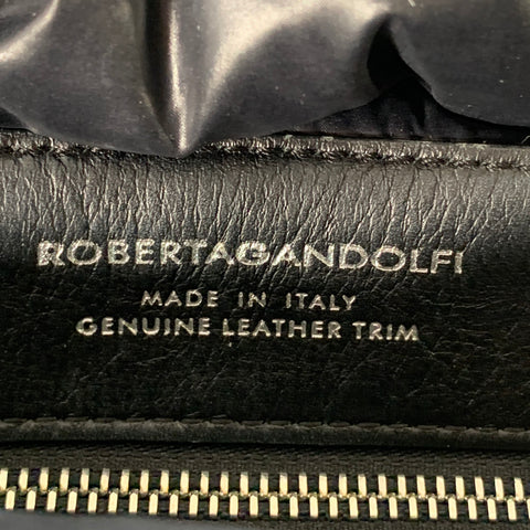ROBERTA GANDOLFI Large Black Puffy Quilted Nylon Woven Tote Handbag
