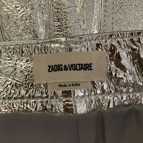 ZADIG & VOLTAIRE Size XS Silver Leather Metallic Mini Skirt