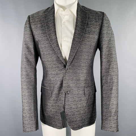 CALVIN KLEIN COLLECTION Veste de sport en jacquard laine et soie gris, taille 38