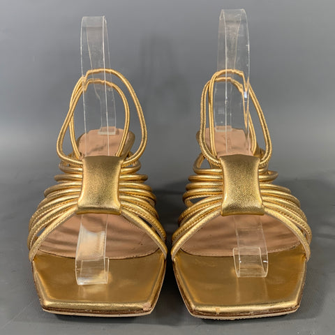 GIANVITO ROSSI Size 7.5 Gold Strappy Sandals