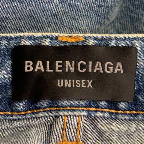 BALENCIAGA Size S Blue Wash Denim Zip Fly Baggy Jeans