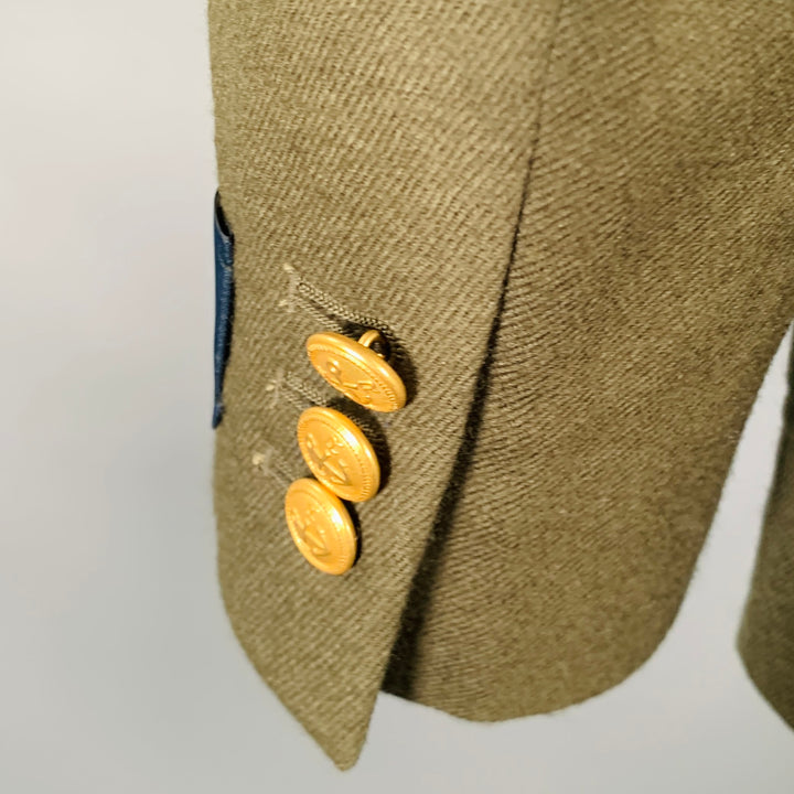 MR. GENTLEMAN Size 42 Green Wool Notch Lapel Sport Coat
