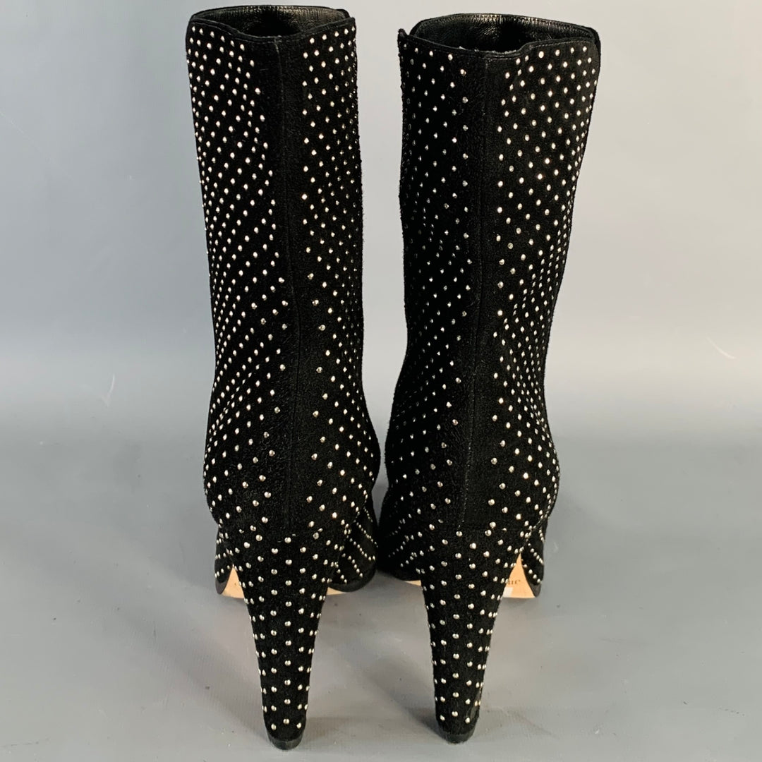 JIMMY CHOO Size 8 Black Studded Suede Pull On Boots