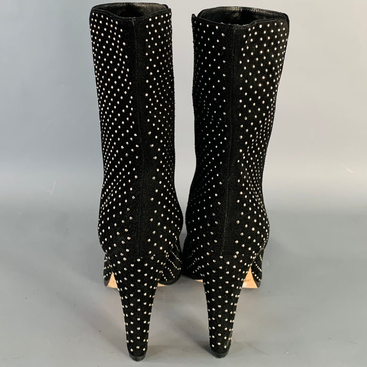 JIMMY CHOO Size 8 Black Studded Suede Pull On Boots