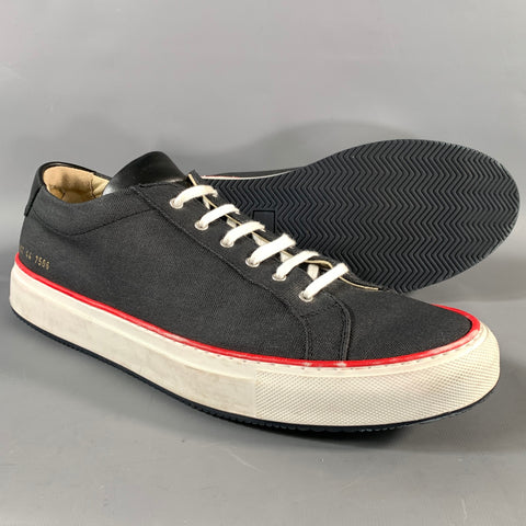 COMMON PROJECTS Size 11 Navy Red Canvas Lace Up Sneakers