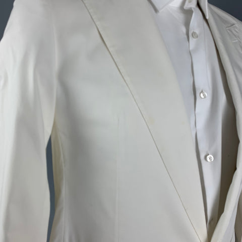 LANVIN Taille 40 Manteau de sport à revers en coton blanc régulier