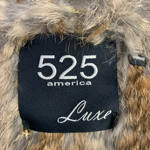 525 AMERICA Size XS Brown Open Front Rabbit Fur Vest