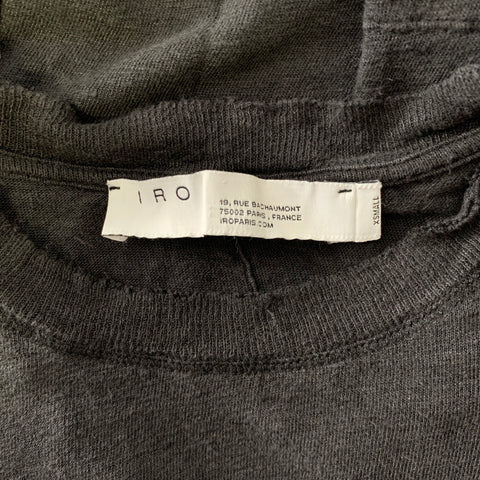 IRO Size XS Black Linen Deconstructed T-shirt