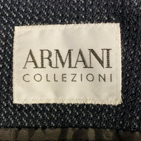 ARMANI COLLEZIONI Size 40 Black Navy Textured Wool Blend Sport Coat