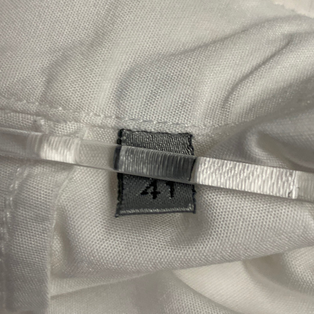 DIOR HOMME Size M White Applique Cotton Hidden Placket Long Sleeve Shirt