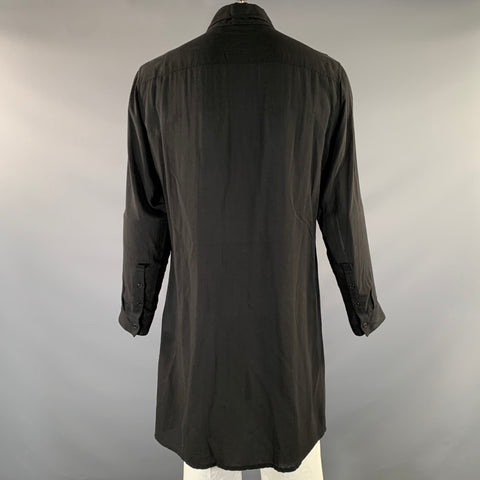 YOHJI YAMAMOTO Size L Black Red Graphic Tencel Tunic Long Sleeve Shirt