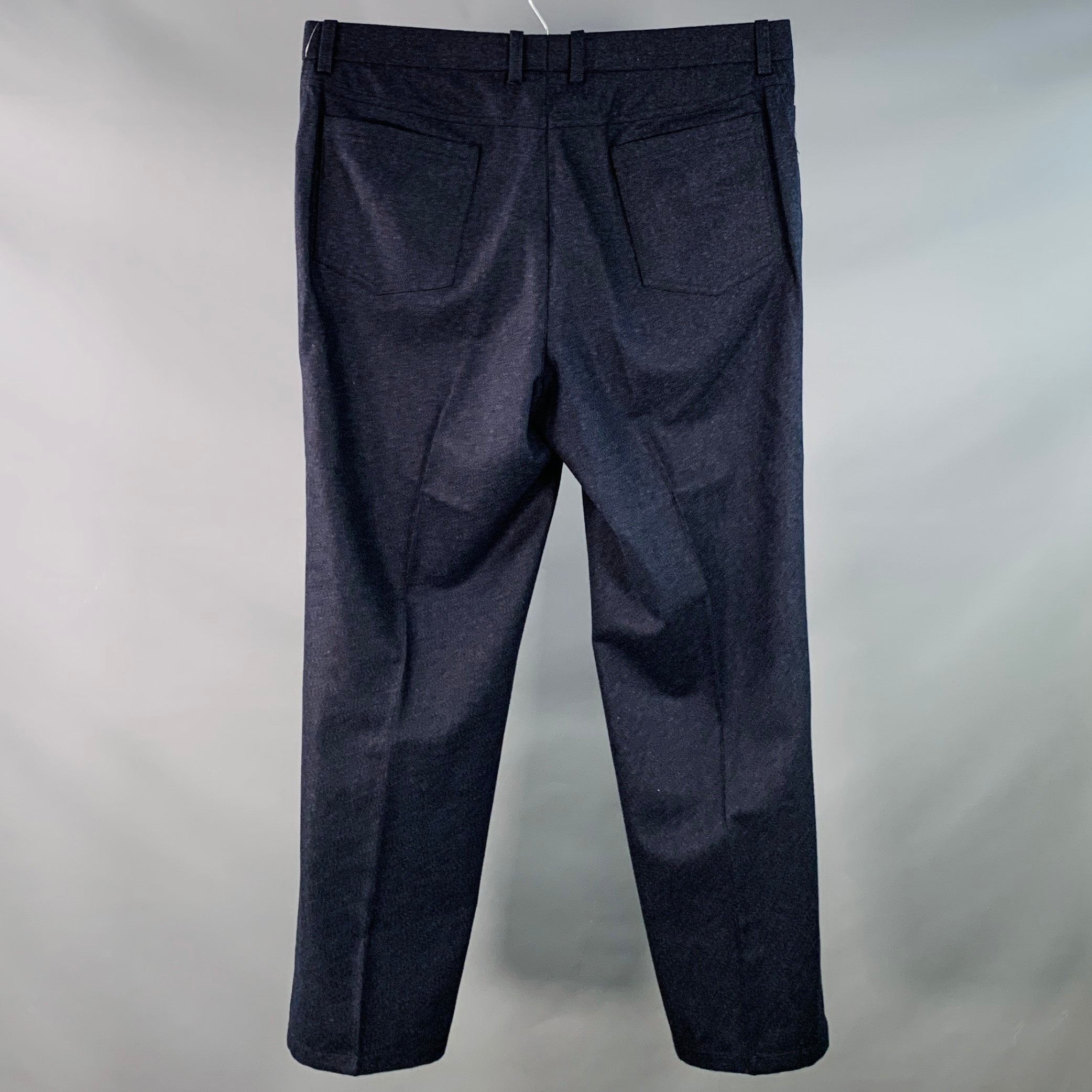 SAKS FIFTH AVENUE Size 38 Navy Heather Wool Jean Cut Casual Pants