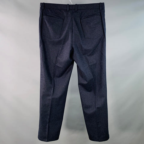 SAKS FIFTH AVENUE Size 38 Navy Heather Wool Jean Cut Casual Pants