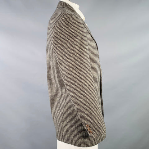 Veste de sport BILLY BLUE en laine à carreaux gris-beige, taille 42, à boutonnage simple